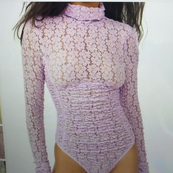 Tops - Free People Day & Night Laced High Neck Bodysuit